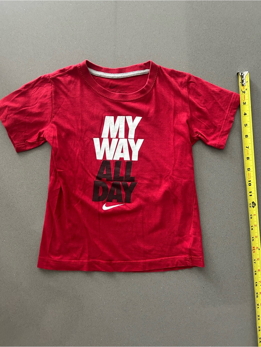 Nike Kids Red 'My Way All Day' Short Sleeve Tee Size 7…